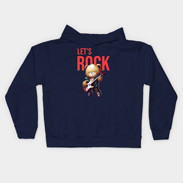 Teddy Rock Kids Hoodie by kostjuk